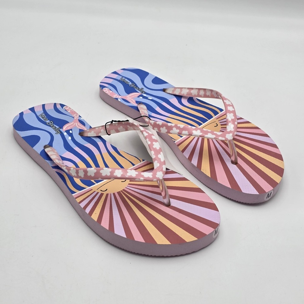 Vera Bradley Flip Flops Aloha‎ Blooms Women's Size Medium 7-8 NWT